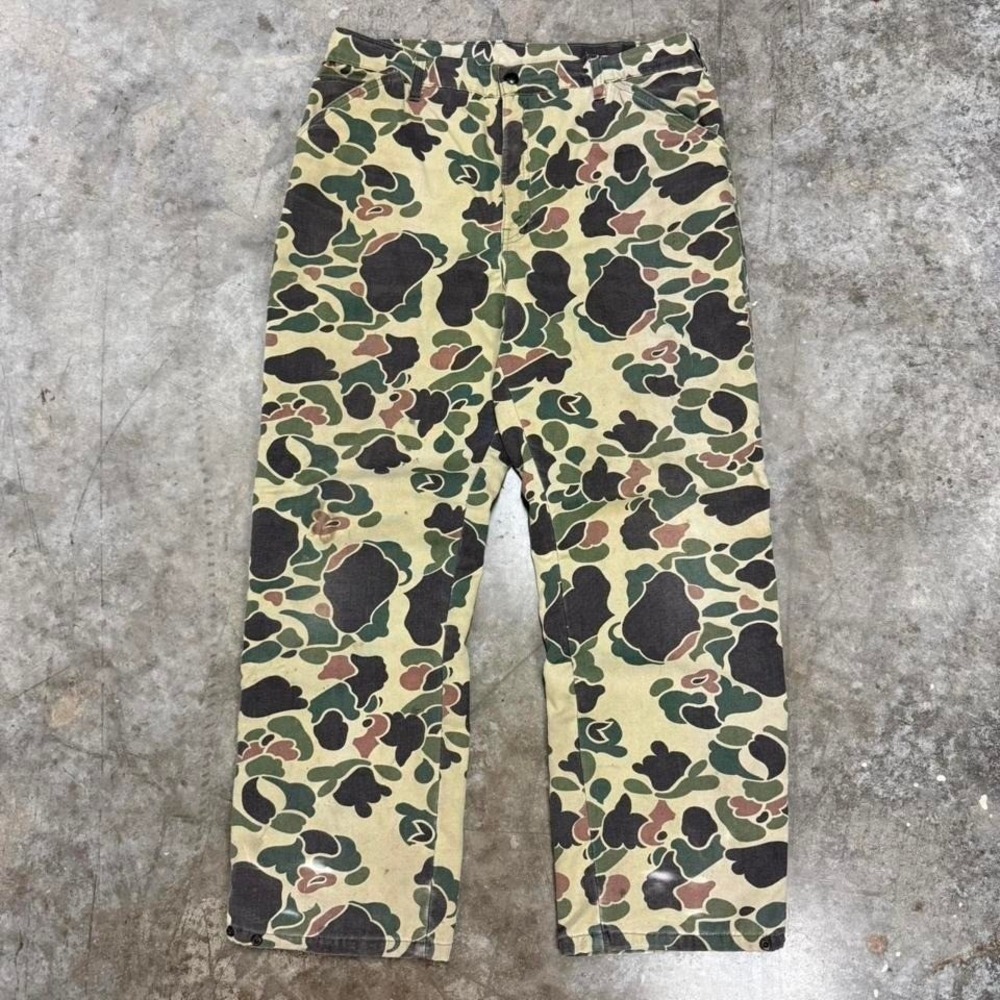 Vintage 80s Cabela's Duck Camo Thinsulate Hunting Pants 34x30 Made In USA